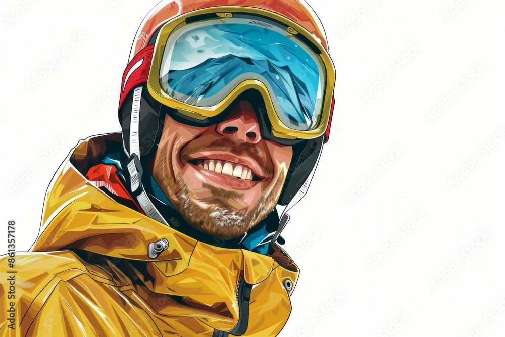 Smiling man in ski gear with goggles Smiling man in ski gear with goggles
