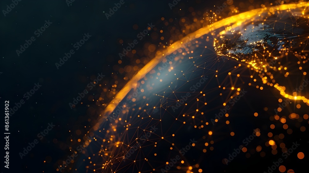 Glowing Planetary Network of Connected Cities in Space
