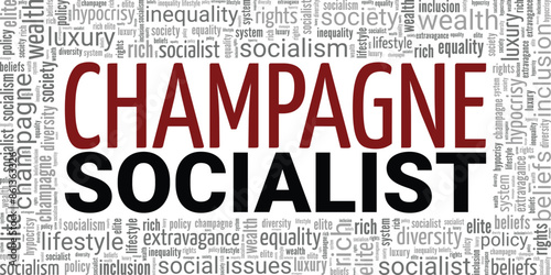 Champagne Socialist word cloud conceptual design isolated on white background.