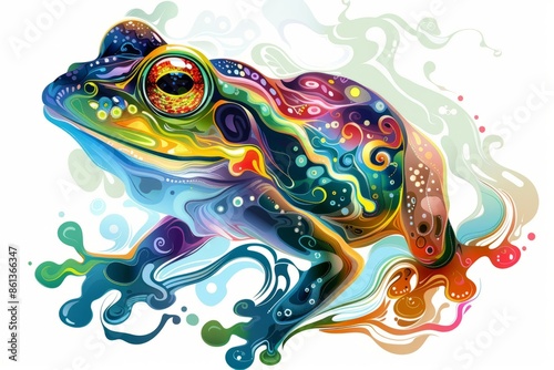 Colorful abstract frog illustration with vibrant patterns