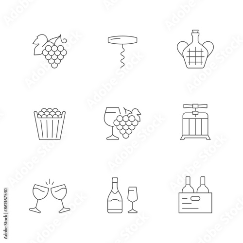 Set line icons of wine photo