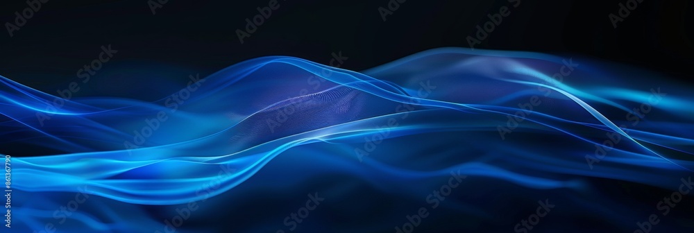 Fototapeta premium a blue to black gradient with fluid, wave-like patterns