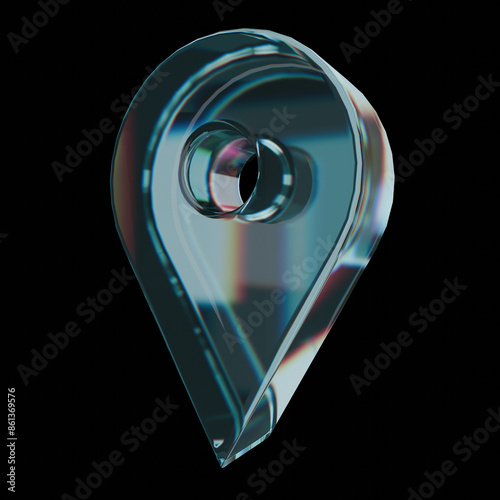 Blue glass pin 3d render dispersion