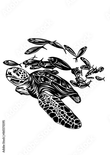 Sea Turtle SVG, Turtle SVG, Turtle PNG, Fish SVG, Underwater SVG, Ocean Turtle, Turtle Silhouette, Bubbles SVG, Swimming turtle, Turtle Clipart, Cut file for Cricut SVG, JPG, PNG