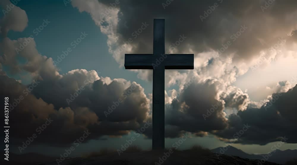 cross on the hill. Christianity