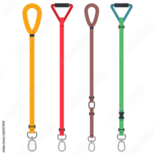 Leashes for dogs vector cartoon set isolated on a white background.