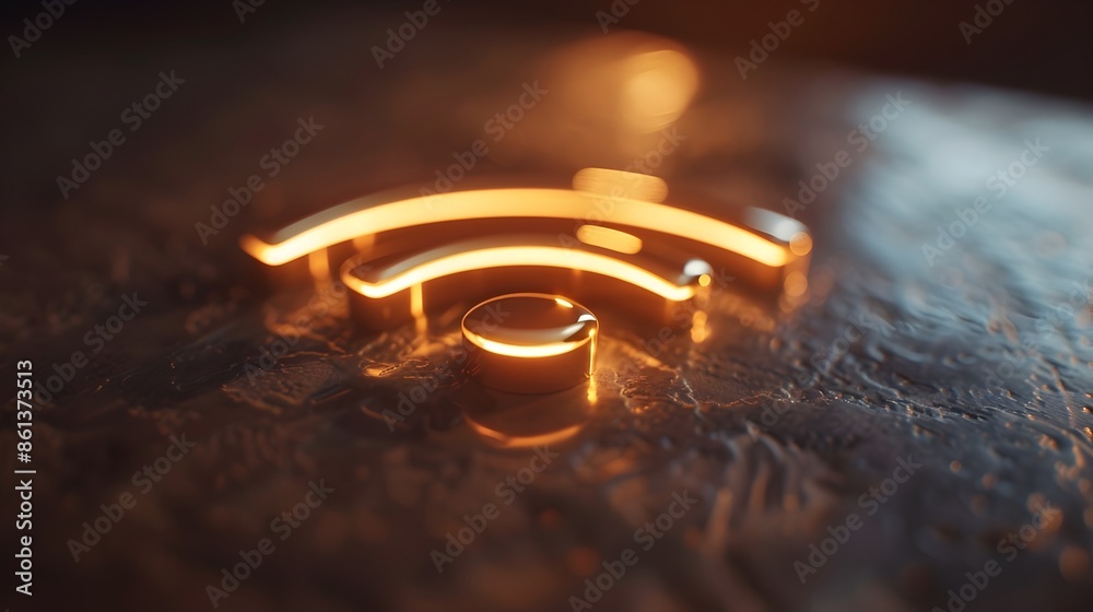Minimalist Metallic WiFi Icon Floating in Sleek Modern Space Minimalist Metallic WiFi Icon Floating in Sleek Modern Space