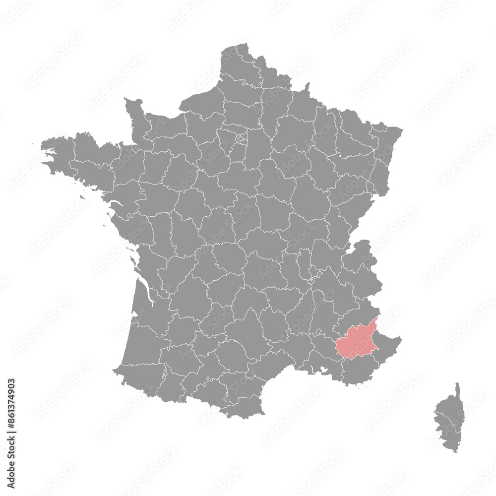 Obraz premium Alpes de Haute Provence map, administrative division of France. Vector illustration.