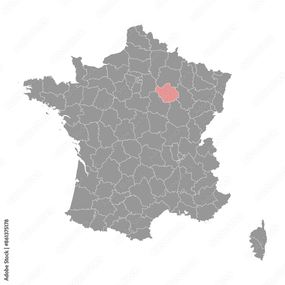 Obraz premium Aube department map, administrative division of France. Vector illustration.