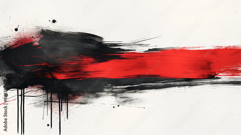 Black-red paint smeared with a brush and smudges on a white background Black-red paint smeared with a brush and smudges on a white background