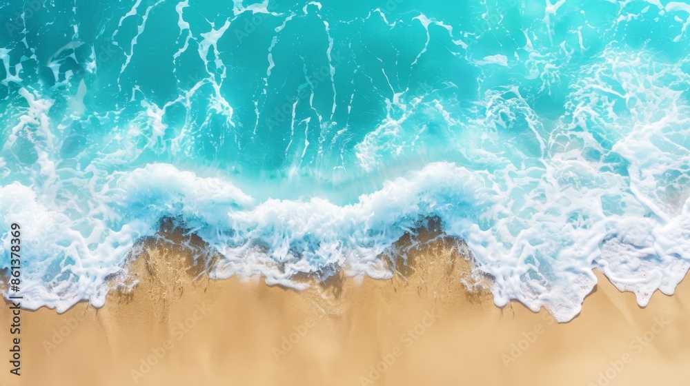 Waves with beach background top view. Holidays illustration generated by ai Waves with beach background top view. Holidays illustration generated by ai