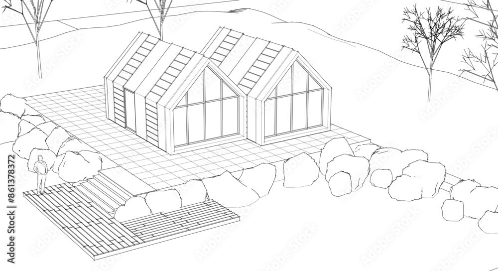 Fototapeta premium modern apartment house 3d illustration