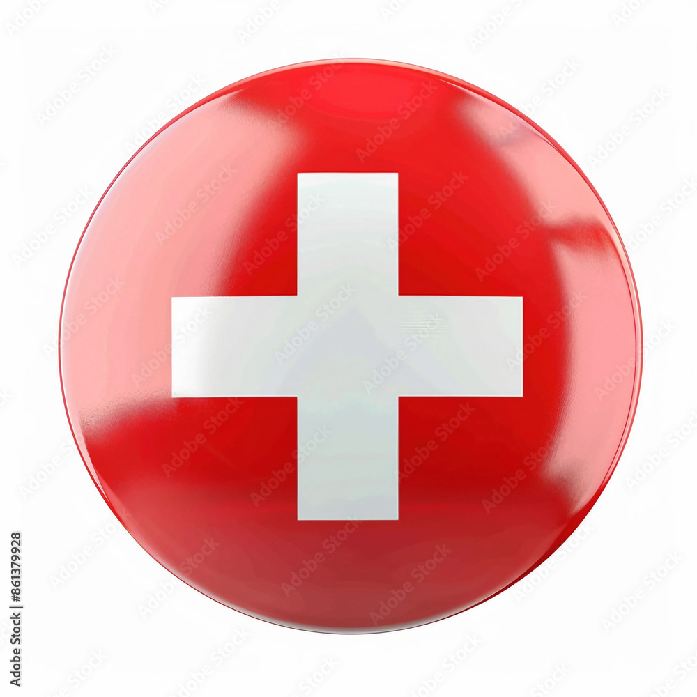 Switzerland badge round glow button white background Switzerland badge round glow button white background