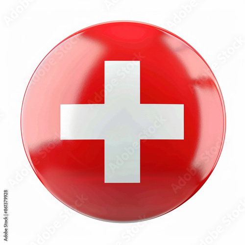 Switzerland badge round glow button white background