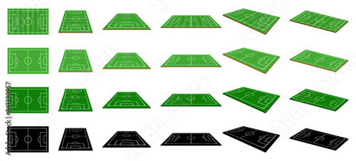 Set of Football field, soccer field .Soccer or Football Championship 2024.Football 2024.Vector

