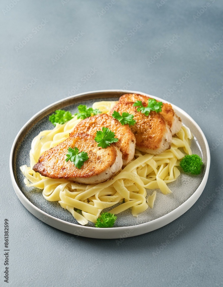 Chicken piccata with spaghetti Chicken piccata with spaghetti