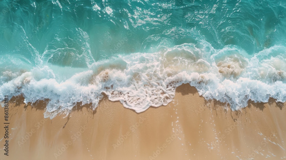 Waves with beach background top view. Holidays illustration generated by ai Waves with beach background top view. Holidays illustration generated by ai