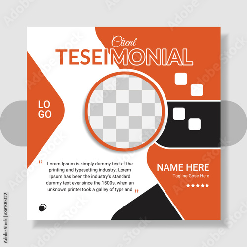 Customer feedback testimonial social media post web banner template. Post template for client reviews. Customer testimonials in the form of speech bubbles with space for photos, text and star ratings
