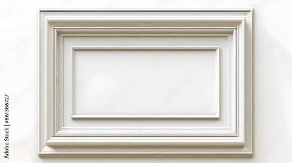 Elegant Rectangular Line Frame with Beveled Edges on White Background Isolated Concept Elegant Rectangular Line Frame with Beveled Edges on White Background Isolated Concept