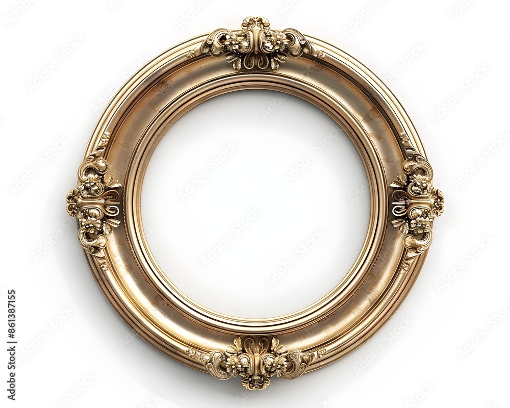 Classic Oval Line Frame with Elegant Detailing on Crisp White Background Classic Oval Line Frame with Elegant Detailing on Crisp White Background