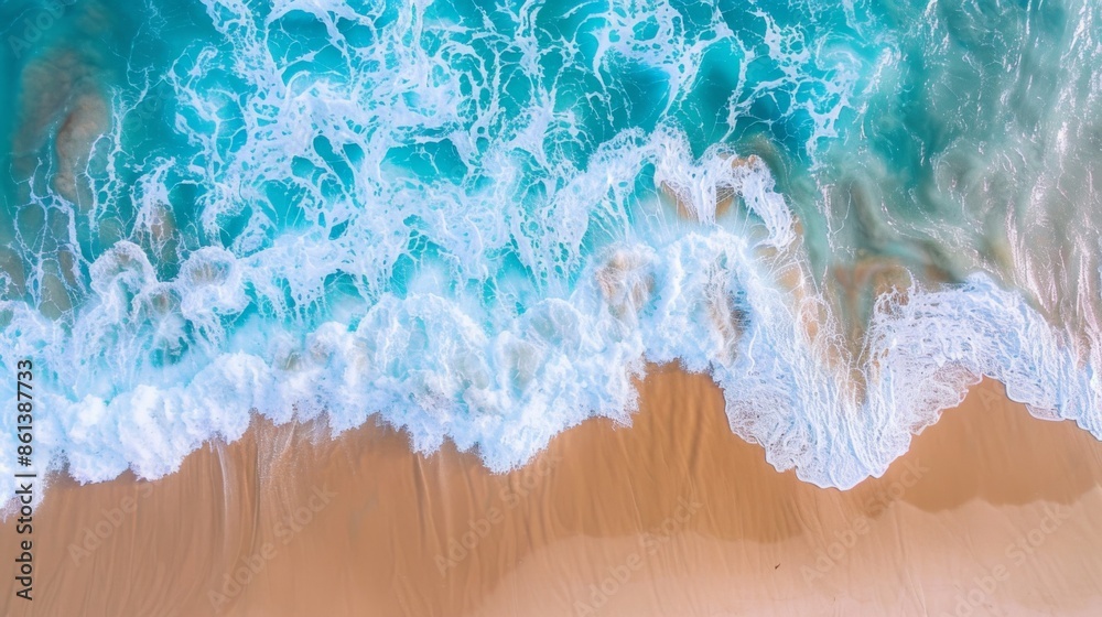 Waves with beach background top view. Holidays illustration generated by ai Waves with beach background top view. Holidays illustration generated by ai