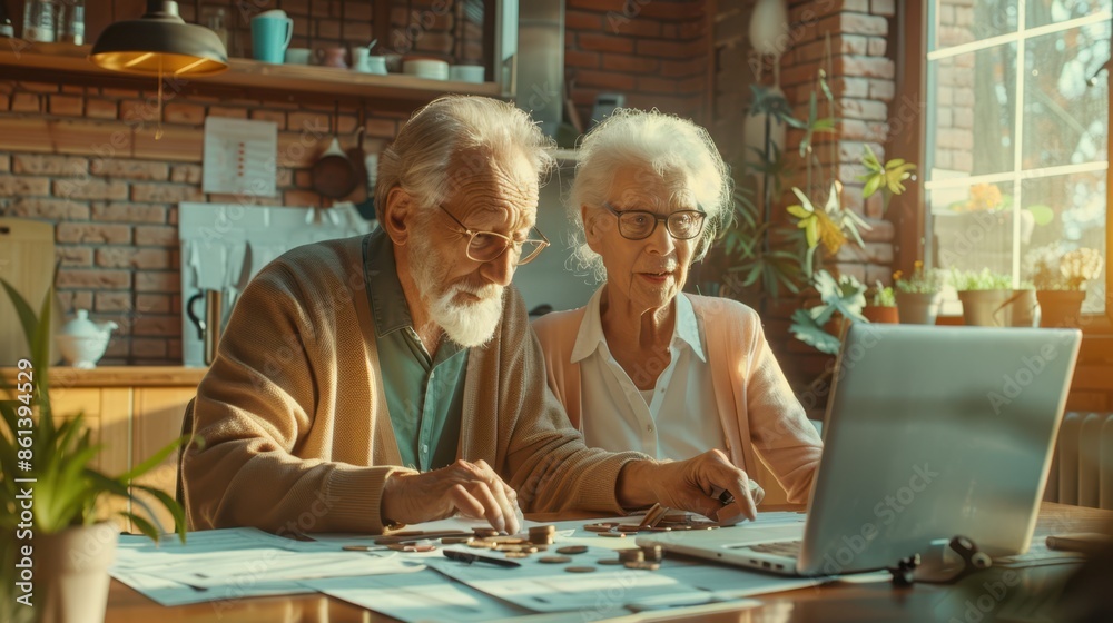 Elderly Couple Managing Finances Elderly Couple Managing Finances