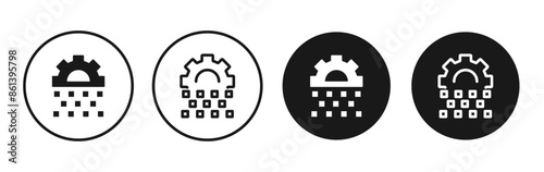 Digital transformation vector icon set black filled and outlined style.