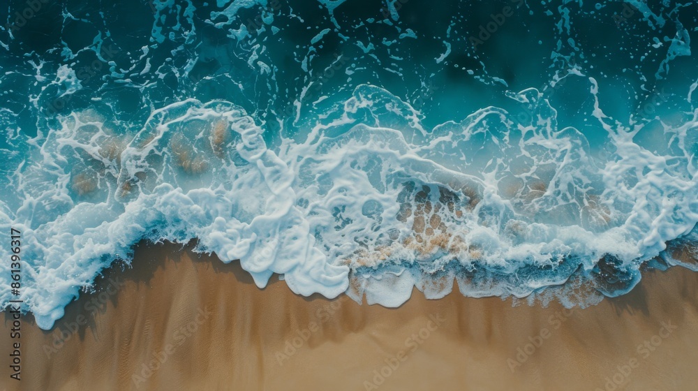 Waves with beach background top view. Holidays illustration generated by ai Waves with beach background top view. Holidays illustration generated by ai