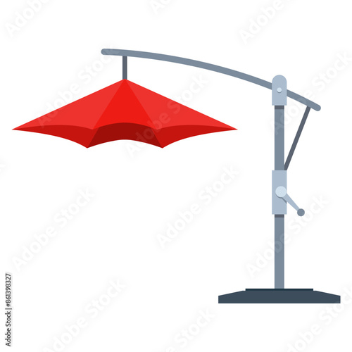 Patio umbrella with base vector cartoon illustration isolated on a white background.