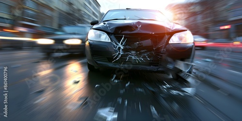 Speeding and drunk driving caused a fatal car accident highlighting road safety. Concept Fatal Car Accident, Road Safety, Speeding, Drunk Driving photo