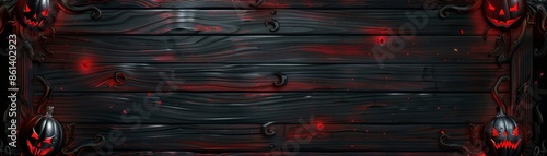 Gothic wooden billboard with vampirethemed Halloween advertisements, Fantasy, Digital painting, Dark reds and blacks photo