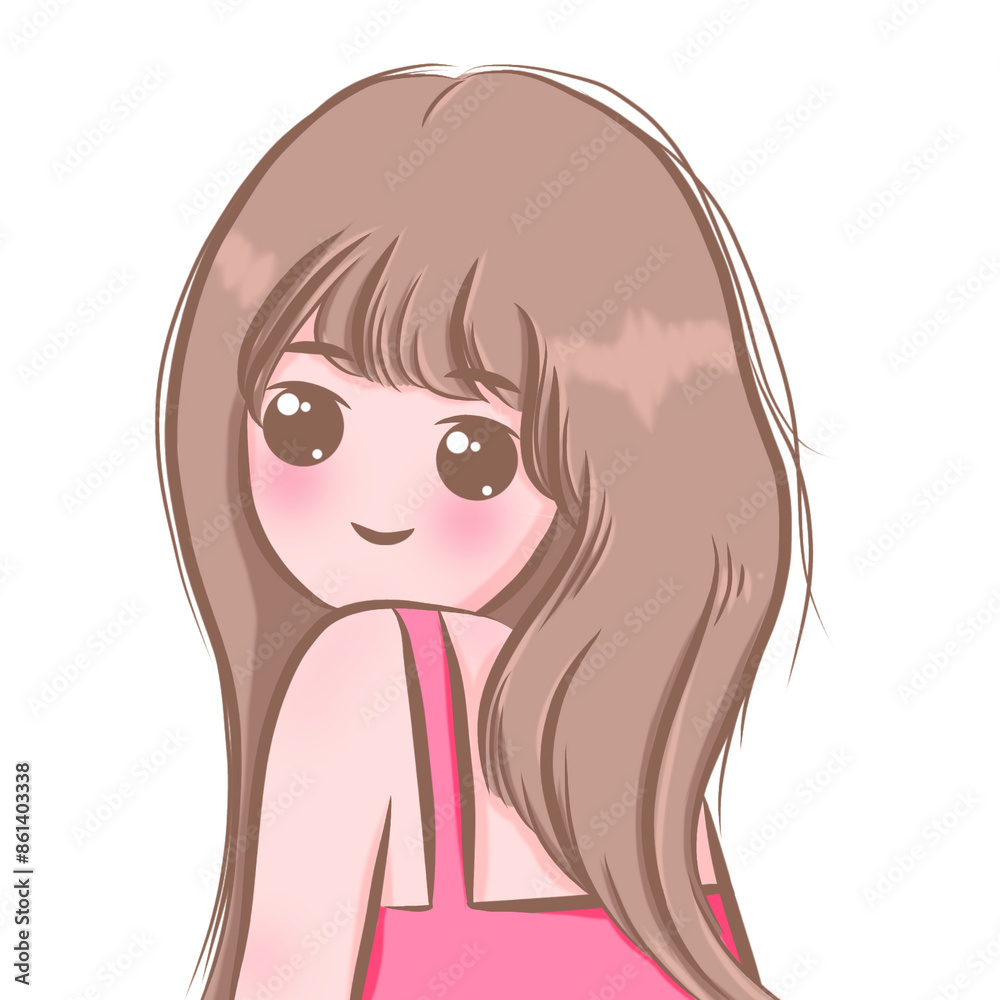 Portrait of a beautiful young girl with long hair wearing a pink tank top Portrait of a beautiful young girl with long hair wearing a pink tank top