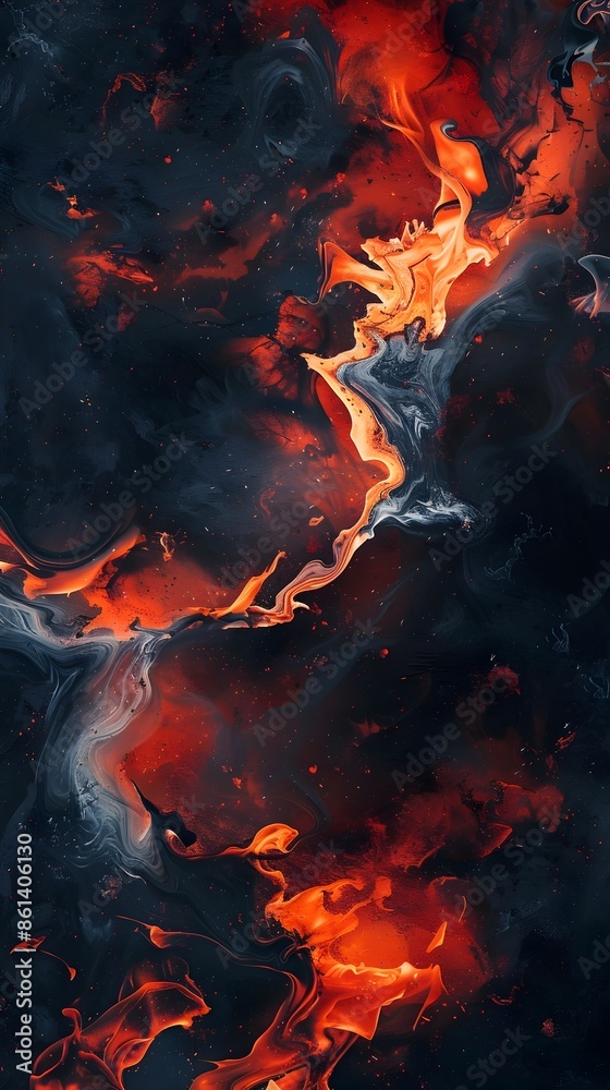 Intense Fiery Abstract Blaze with Dramatic Glowing Flames and Embers
