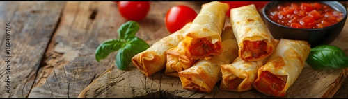 Freshly Made Tamales on Rustic Wooden Table with Salsa and Fresh Ingredients