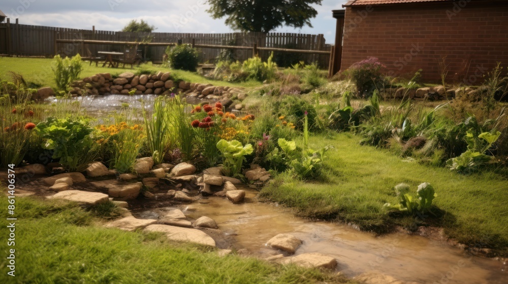landscape with flowers and grass landscape with flowers and grass