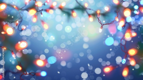 Christmas lights garlands background illustration generated by ai