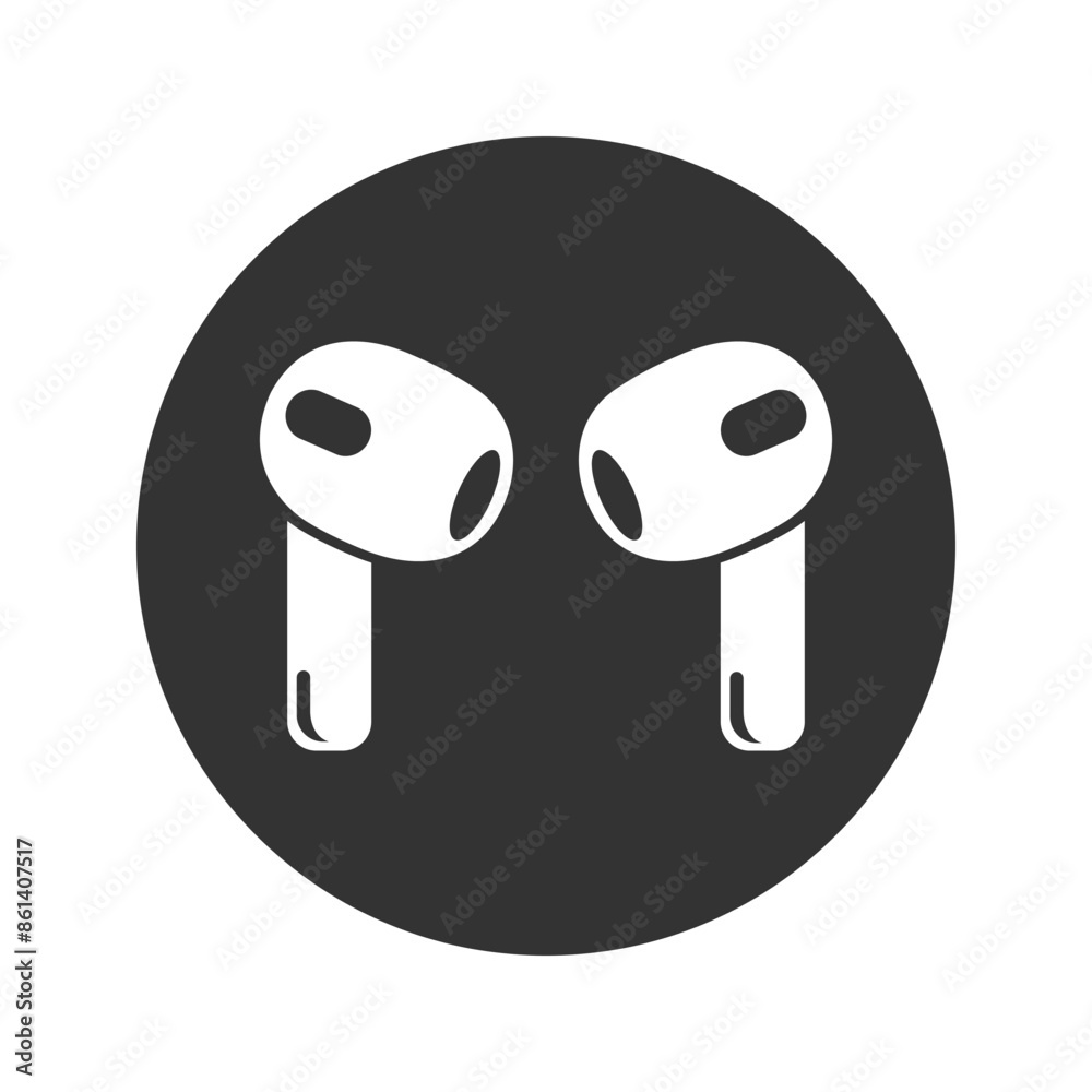 Pair of new wireless earbud headphones flat vector icon for apps and websites Pair of new wireless earbud headphones flat vector icon for apps and websites