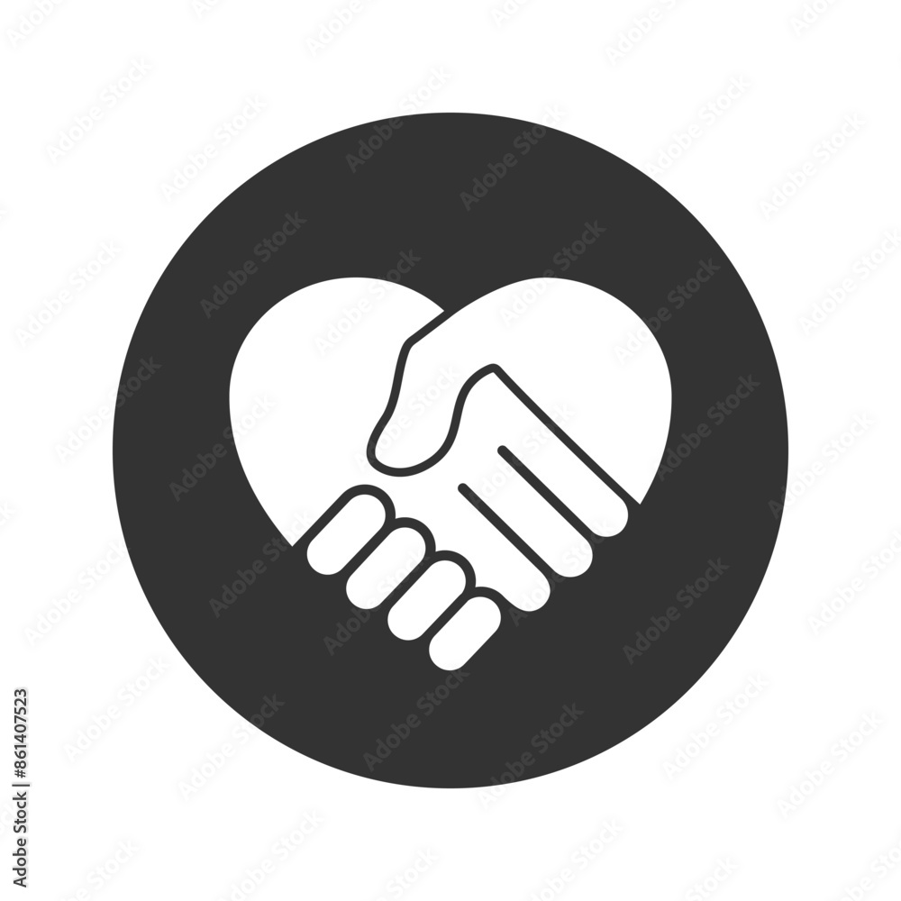 Shake Hand Glyph Vector Icon Flat Sign Shake Hand Glyph Vector Icon Flat Sign