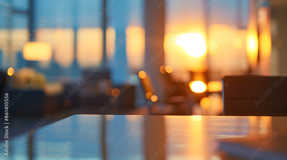 a modern desk, blurred out-of-focus background of an executive office with a bay view. a modern desk, blurred out-of-focus background of an executive office with a bay view.