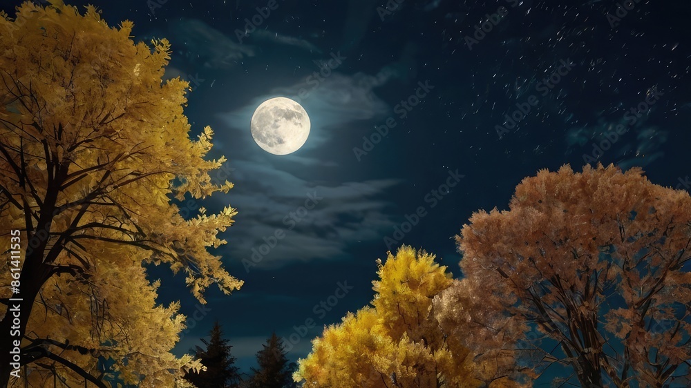 Fototapeta premium full moon over the forest