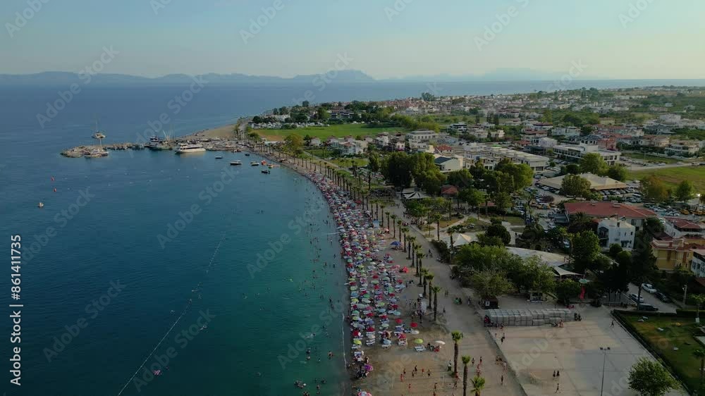Beautiful view of the beach with boats, pure nature, sea and ships. Shot from a drone Beautiful view of the beach with boats, pure nature, sea and ships. Shot from a drone