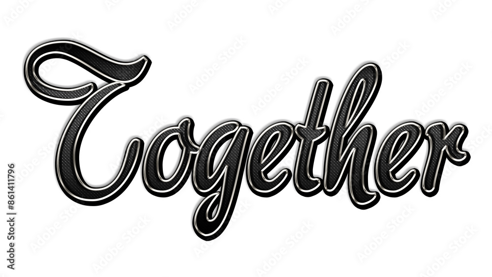 black metal 3d design of word Together on white background. black metal 3d design of word Together on white background.