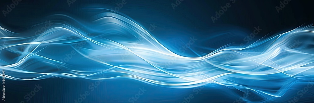 Abstract blue background with glowing light streaks and waves, creating an ethereal effect. Abstract blue background with glowing light streaks and waves, creating an ethereal effect.