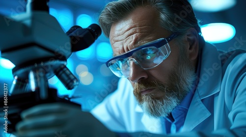Close-Up of Scientist Viewing Tissue Specimen