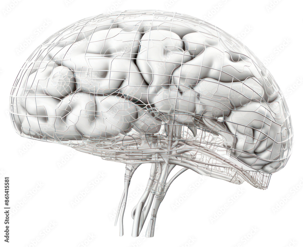 Fototapeta premium PNG 3d human brain sketch drawing art.