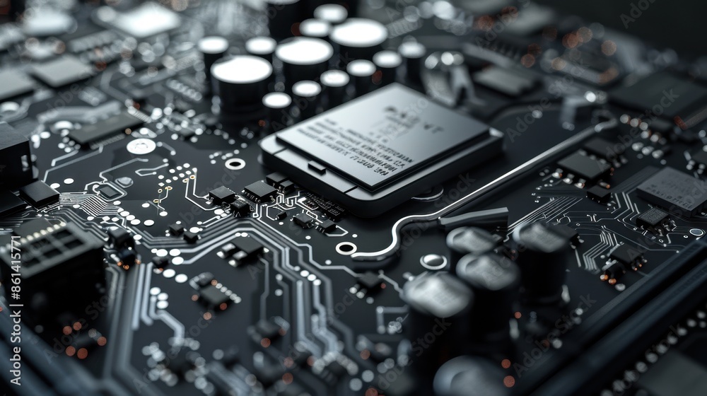 the motherboard with components the motherboard with components