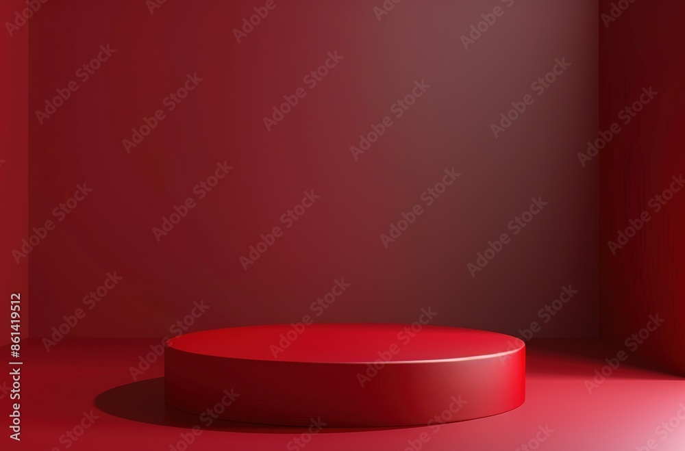 Obraz premium Red podium background with empty space for product presentation mock up template design