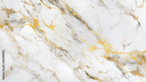 Elegant white marble texture background with intricate gold veins, luxurious and detailed design for sophisticated visual projects, high-end and polished marble pattern