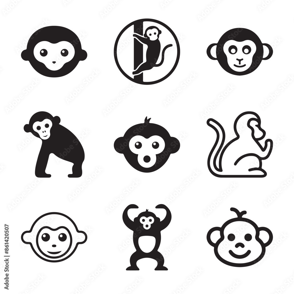 Monkey silhouettes Simple Illustration Monkey silhouettes Simple Illustration