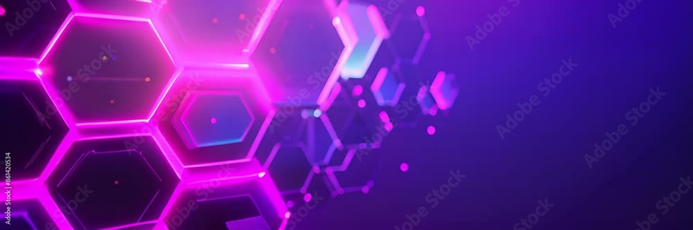 neon glowing with hexagon shape background